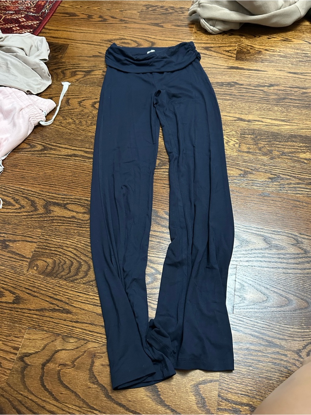 Garage Navy Wide-Leg Fold-Over Lounge Pants